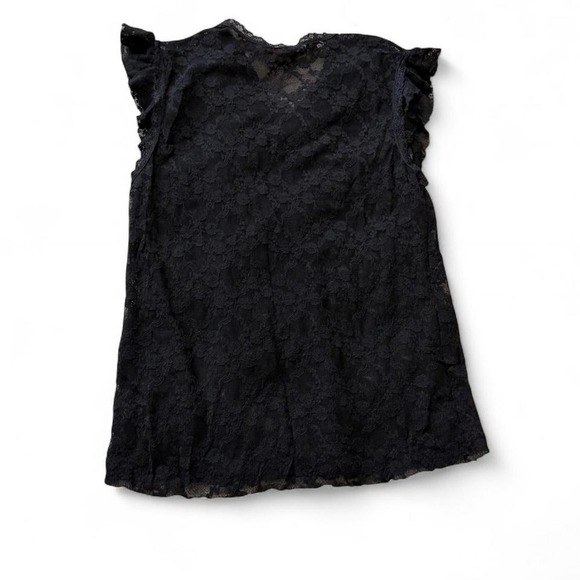 Vintage Y2K Forever 21 Black Sheer Floral Lace Top, Women's Size M - Picture 4 of 8